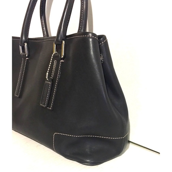 Coach vintage black leather satchel handbag - Picture 3 of 9
